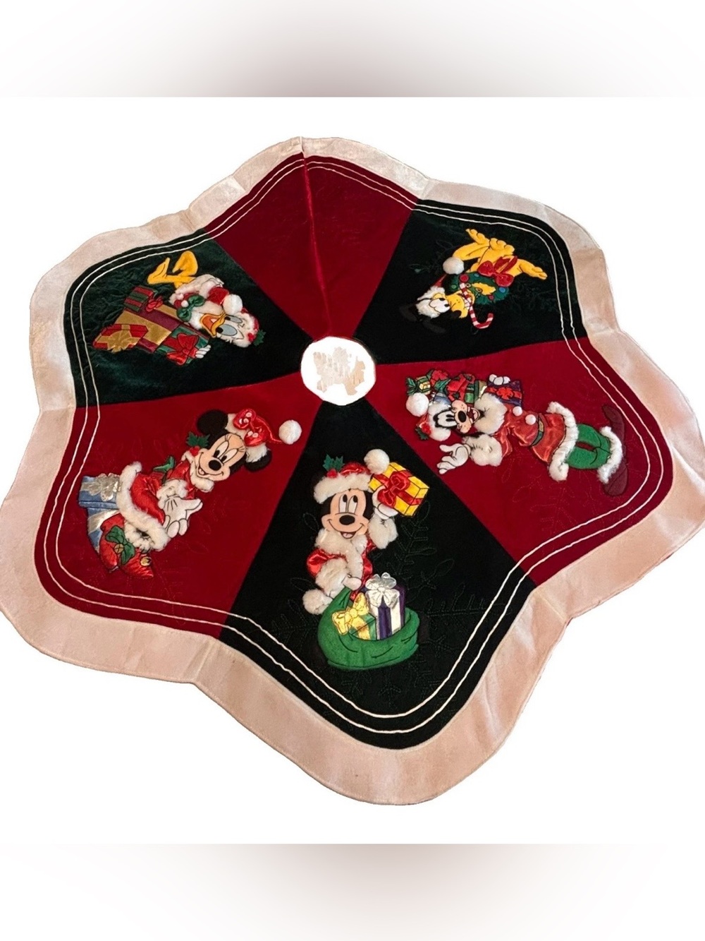 Disney Parks Santa Mickey Mouse & Others 48” Velvet Christmas Tree Skirt RETIRED